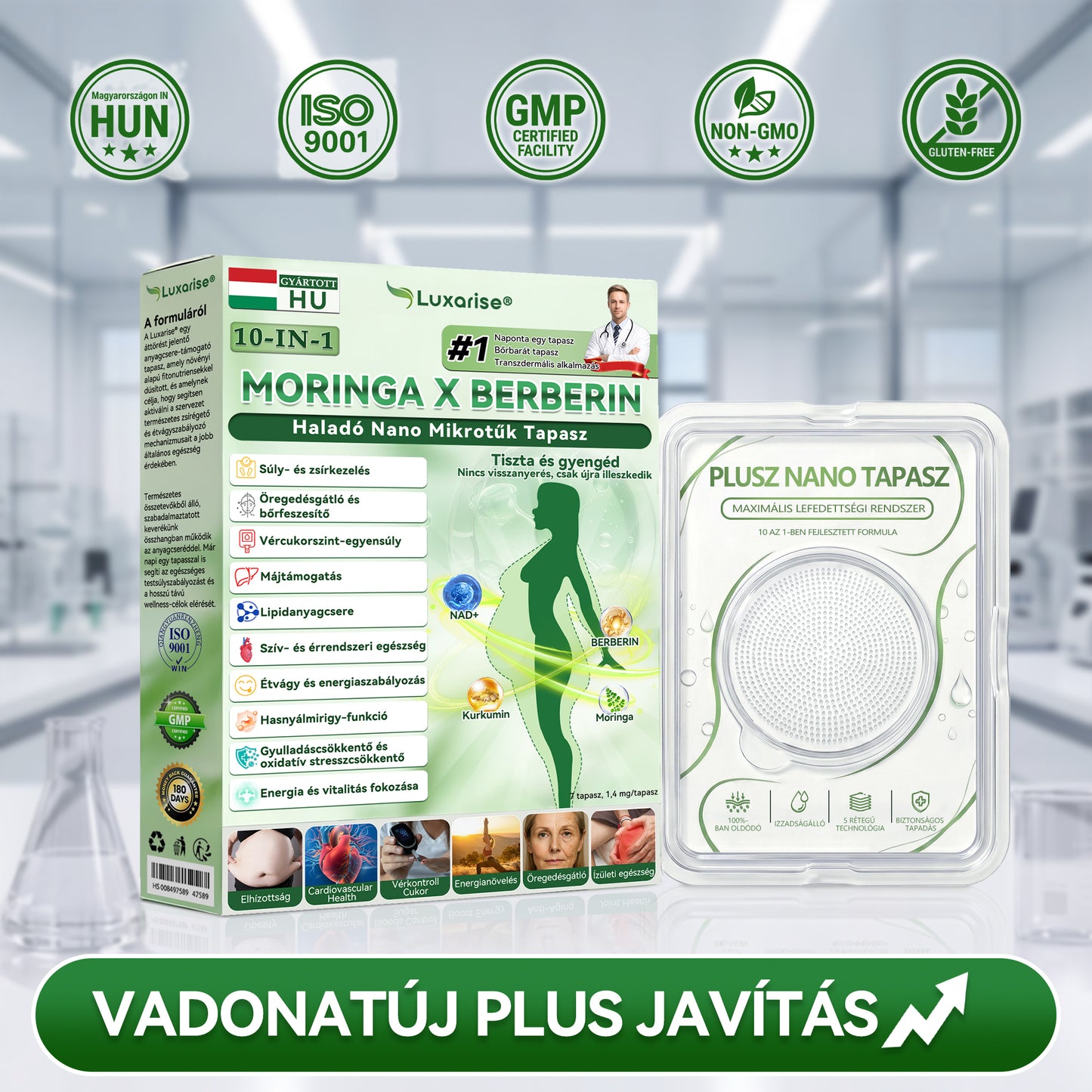 【Teljesen új PLUS tapasz】 ☘️☘️𝑳𝒖𝒙𝒂𝒓𝒊𝒔𝒆® 𝑴𝒐𝒓𝒊𝒏𝒈𝒂 𝑿 𝑩𝒆𝒓𝒃𝒆𝒓𝒊𝒏 10-𝑰𝒏-1 𝑯𝒂𝒍𝒂𝒅ó 𝑵𝒂𝒏𝒐 𝑴𝒊𝒌𝒓𝒐𝒕ű𝒌 𝑻𝒂𝒑𝒂𝒔𝒛 (𝑵𝒂𝒑𝒊 𝒆𝒈𝒚𝒔𝒛𝒆𝒓, 𝒍á𝒕𝒉𝒂𝒕ó 𝒗á𝒍𝒕𝒐𝒛á𝒔𝒐𝒌 7 𝒏𝒂𝒑 𝒂𝒍𝒂𝒕𝒕）𝑬𝒍𝒉í𝒛á𝒔, 𝒄𝒖𝒌𝒐𝒓𝒃𝒆𝒕𝒆𝒈𝒔é𝒈, 𝒂𝒍𝒗á𝒔𝒊 𝒂𝒑𝒏𝒐𝒆 é𝒔 í𝒛ü𝒍𝒆𝒕𝒊 𝒑𝒓𝒐𝒃𝒍é𝒎á𝒌