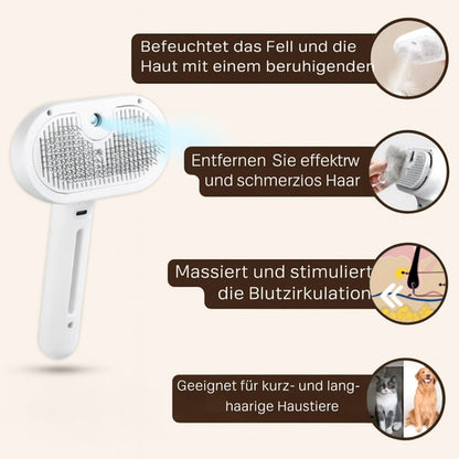 Hundebürste & Katzenbürste | Bürste für Kurzhaar & Langhaar mit Dampffunktion | FurMeister