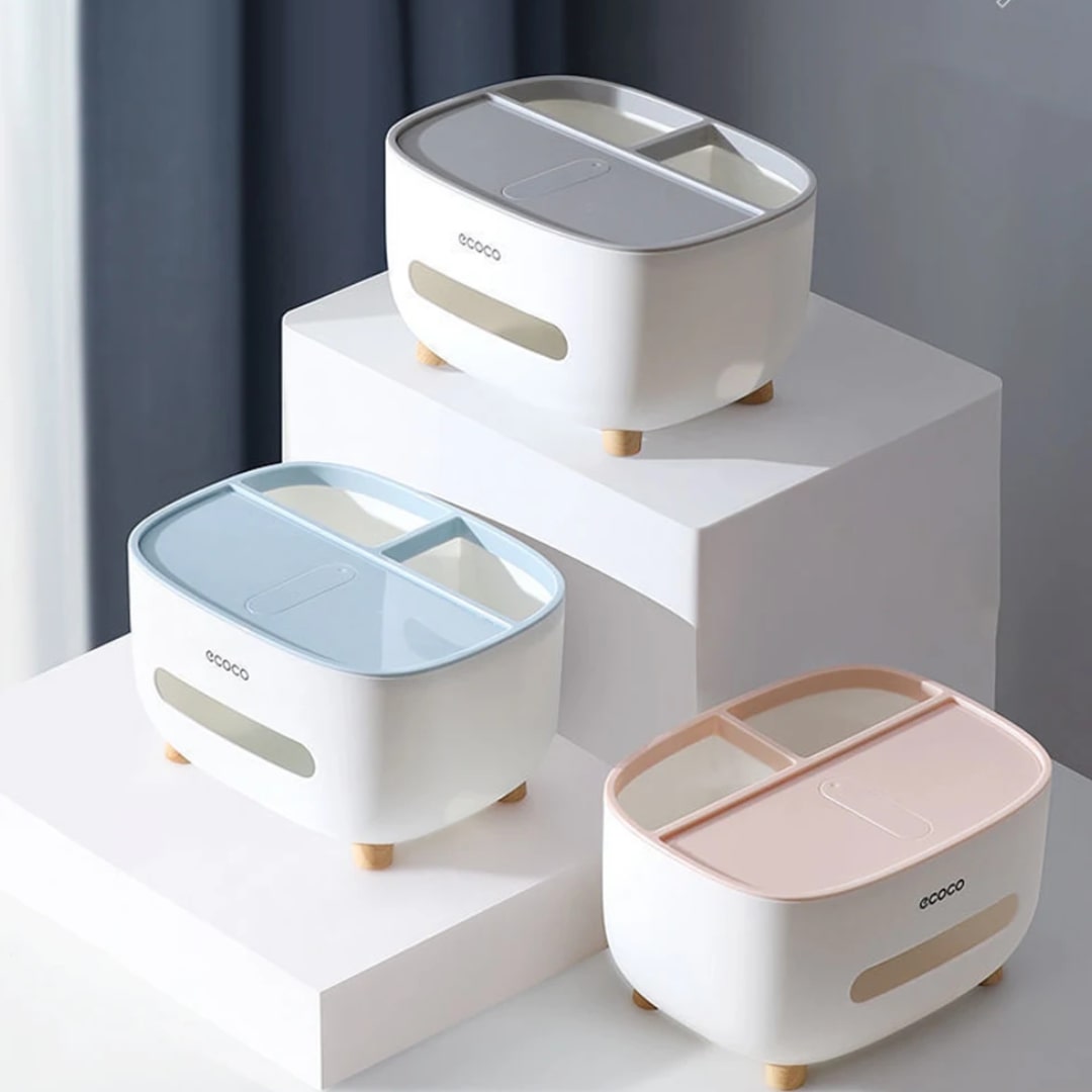 Aufbewahrungsbox | Taschentuchbox mit Deckel & Handyhalter | TidyBox